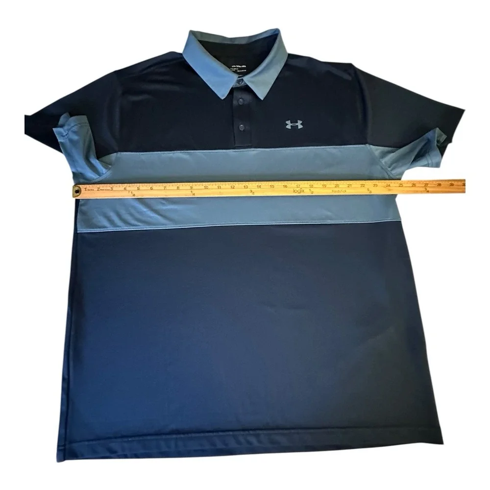 UNDER‎ ARMOUR Polo Shirt Men's 2XL Loose Heatgear Colorblock Stretch Golf Polo
